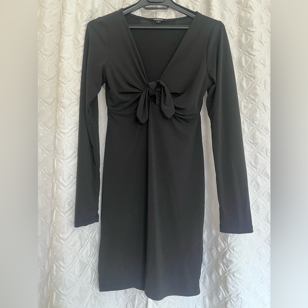 Ambiance Black Dress Bow keyhole- Size S